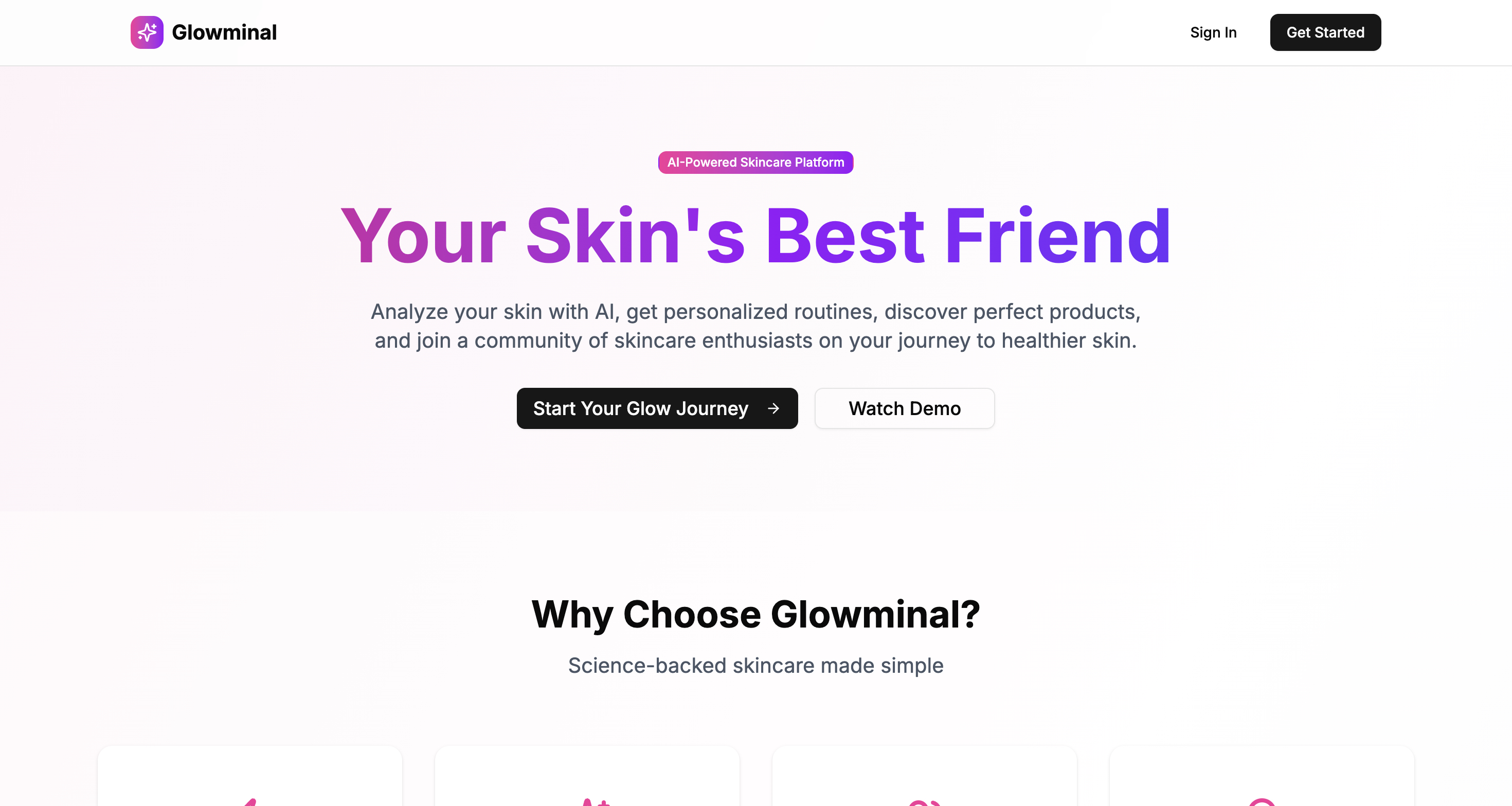 glowminal skincare e-commerce platform